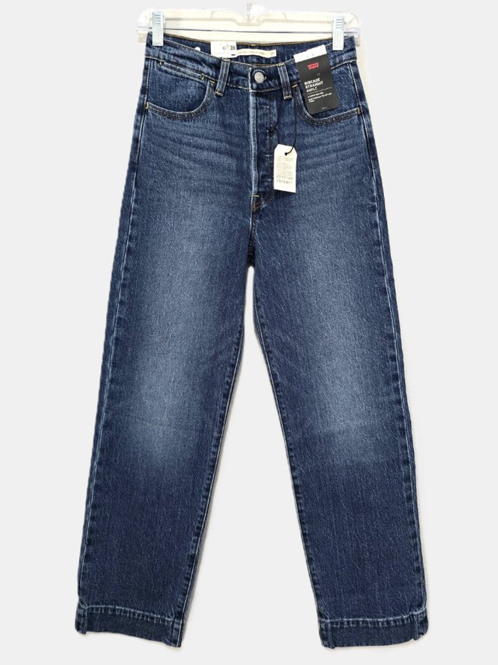 Levi's Premium Ribcage Straight Ankle Jeans 25 Med Wash Tailored NWT
